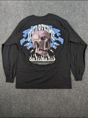 Civil Regime Black Skull Rose Graphic Long Sleeve Tee L